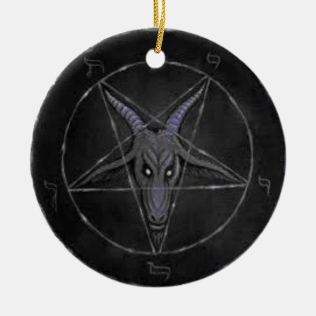 Baphomet schwarze und graue runde Verzierung Keramikornament (Vorne)