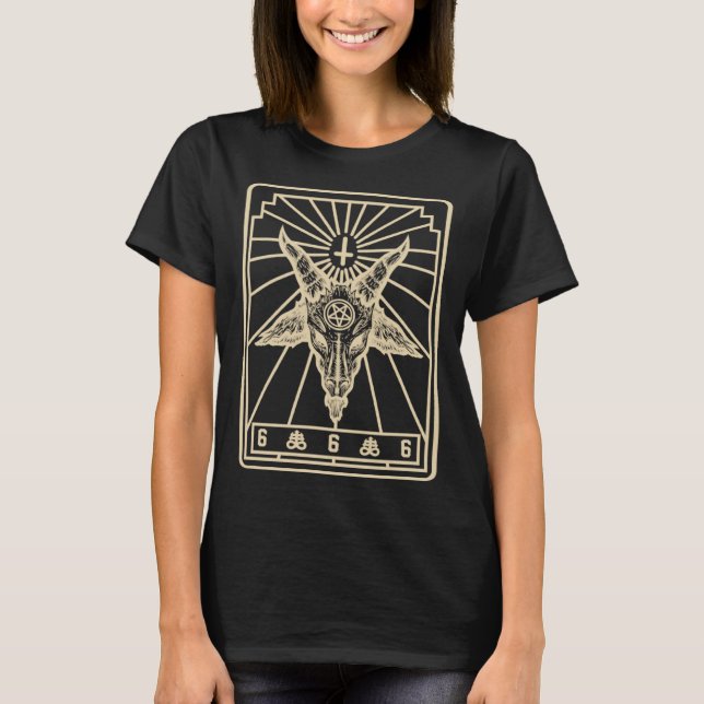 Baphomet Tarot Inverted Cross Leviathan Cross Goat T-Shirt (Vorderseite)