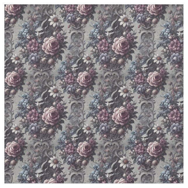 Baphomet's Bouquet - Gothic Dense Tile Stoff (Nahaufnahme)