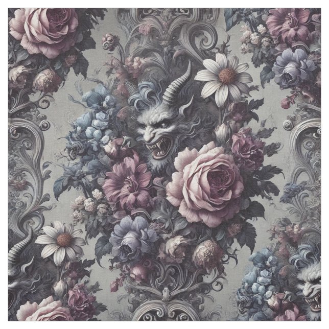 Baphomet's Bouquet - Gothic Statement Tile Stoff (Muster)