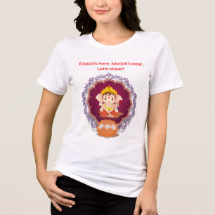 Bappa ist hier Modak ist in der Nähe Ganesh Chatur Tri-Blend Shirt