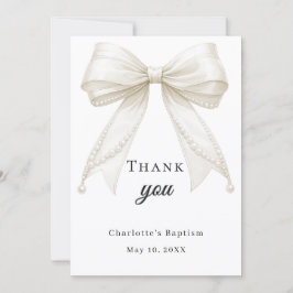 Baptism bow white ivory pearls dankeskarte