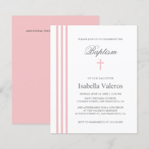 BAPTISM Chic Vertikal gestreift pastellrosa Kreuz