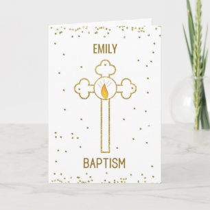 Baptism Custom Name Emily Gold Cross Karte
