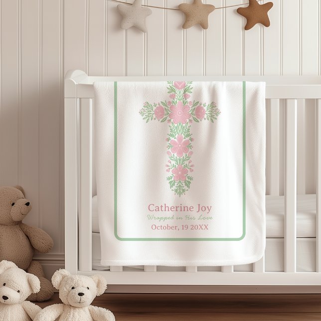 Baptism Custom Name Fleece Blanket Godparents Gift (Von Creator hochgeladen)