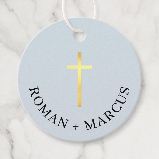 BAPTISM DANK IHNEN große goldene Kreuzung Baby bla Geschenkanhänger (Vorderseite)