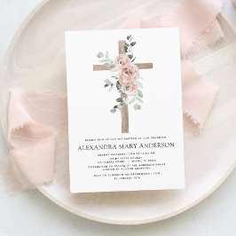 Baptism Dusty Pink Rose Greenery Eucalyptus Einladung