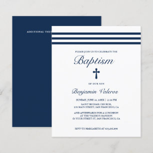 BAPTISM Elegante gestreifte Marine Blue Cross Budg