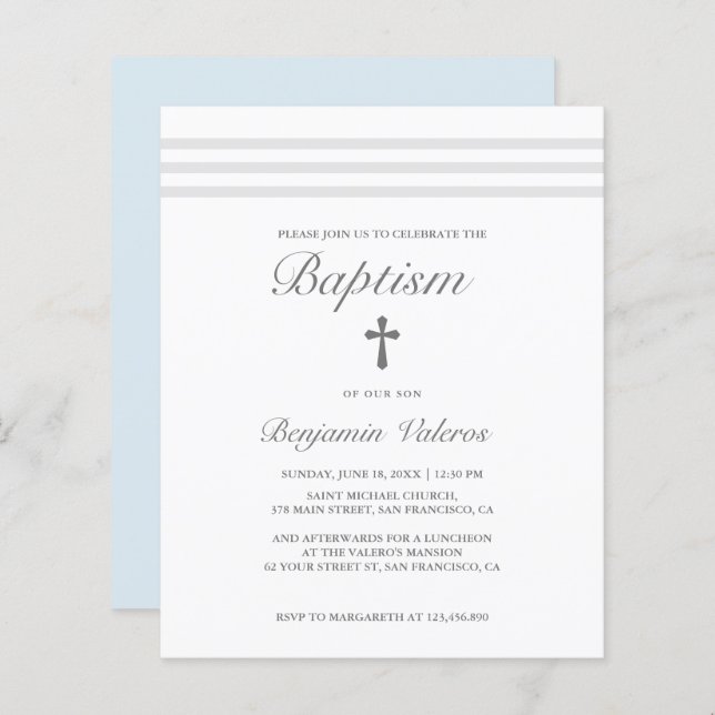BAPTISM Elegantes gestreiftes graues blaues Kreuz- (Vorne/Hinten)