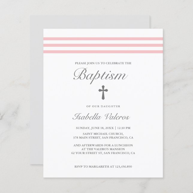 BAPTISM Elegantes gestreiftes pastellrosa graues K (Vorne/Hinten)