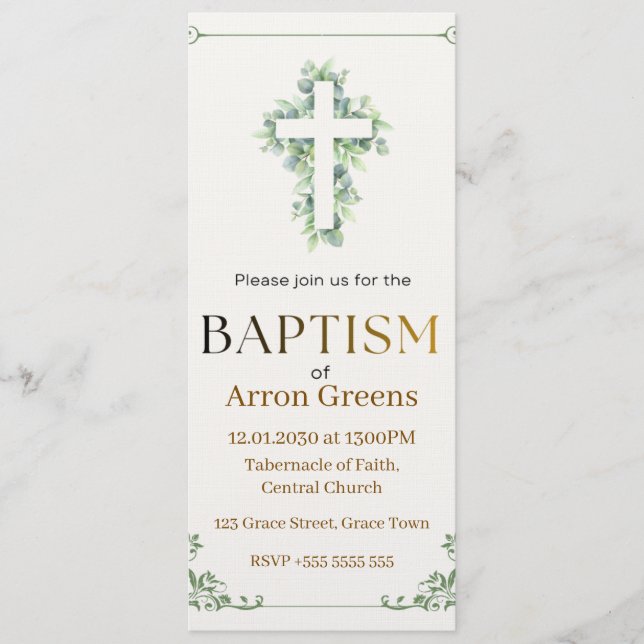 Baptism Invitation | Simple and Elegant Christian  Einladung (Vorderseite)