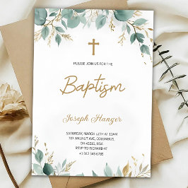baptism invitation with elegant floral  einladung