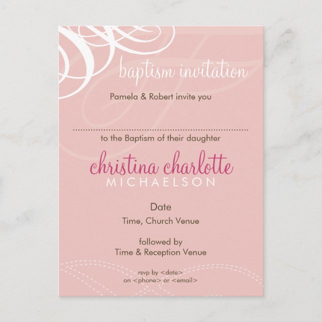 BAPTISM INVITE: Designervogue 1 Einladungspostkarte (Vorderseite)