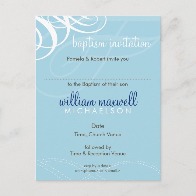 BAPTISM INVITE: Designervogue 6 Einladungspostkarte (Vorderseite)