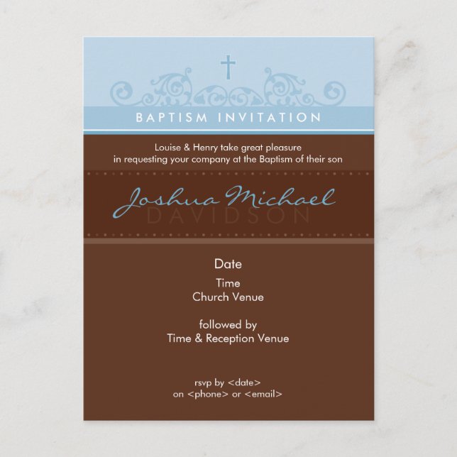 BAPTISM INVITE: elegant 3 Einladungspostkarte (Vorderseite)
