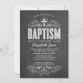 BAPTISM INVITE elegante blüh-Kalkboard grau Einladung