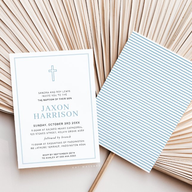 BAPTISM moderner minimaler, einfacher Junge blau Einladung (Von Creator hochgeladen)