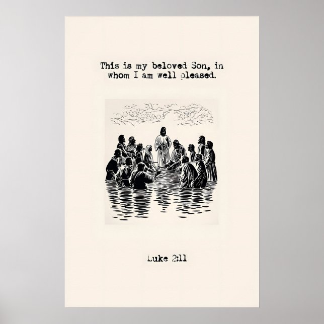 Baptism of Jesus Art Print Scripture Illustration Poster (Vorne)