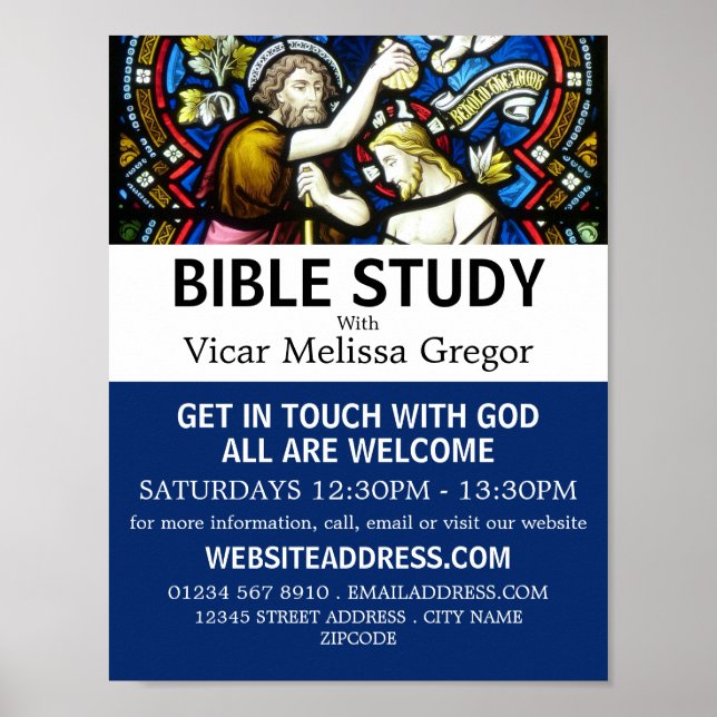 Baptism of Jesus, Christian Bible Class Advert Poster (Vorne)
