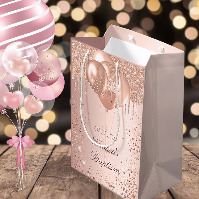 Baptism rose gold blush glitter drips balloons kleine geschenktüte (Von Creator hochgeladen)