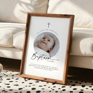 Baptism Round Photo Keepsake Poster