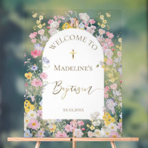 Baptism watercolor meadow flowers