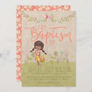 BAPTISMITTELINVITATION  Süßes Vintages Blumenmädch Einladung