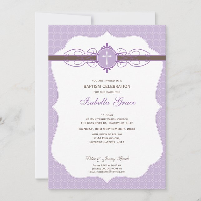 BAPTISMITTELINVITE: makellos 1 P Einladung (Vorderseite)