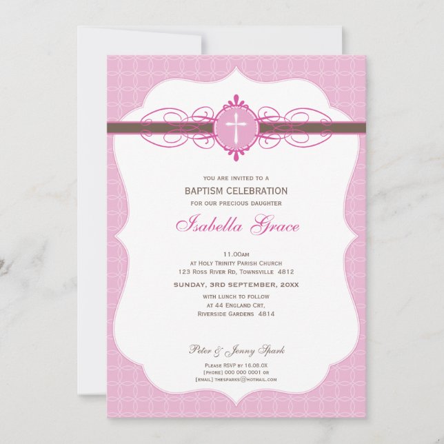 BAPTISMITTELINVITE: makellose 4P Einladung (Vorderseite)