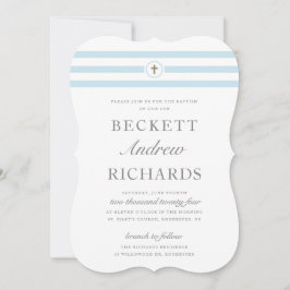 Baptismus beim klassischen Stripe Blue Boys Einladung