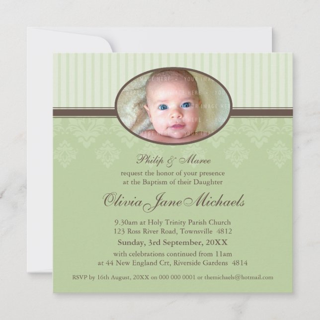 BAPTISMUS ERSUCHT: 7 SQ gesegnet Einladung (Vorderseite)