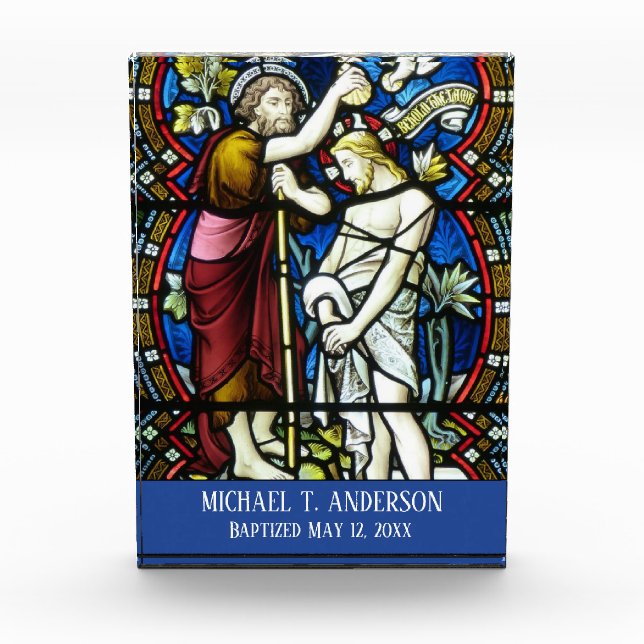 Baptist Buntglas-erwachsener Taufe-Jesuss Johannes Fotoblock (Vorderseite)