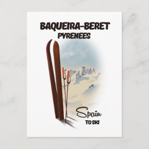 Baqueira-Beret Spanien Ski-Plakat. Postkarte