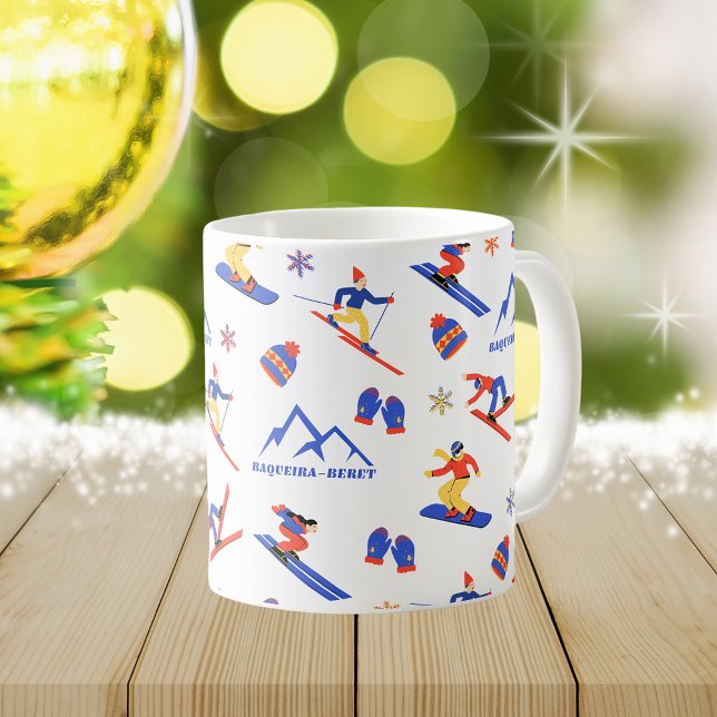 Baqueira Beret Spanien Ski-Snowboard-Muster Kaffeetasse (Baqueira Beret Spain ski snowboard winter snow vacation christmas holidays mug)