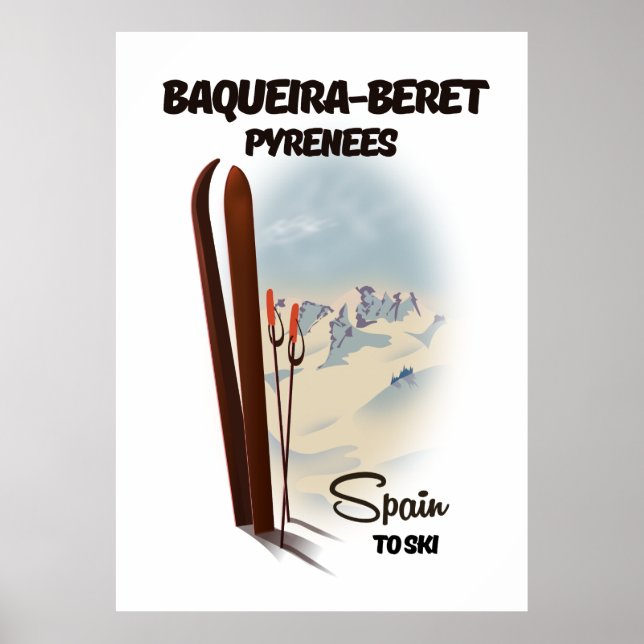 Baqueira-Beret Spanien Skiposter. Poster (Vorne)