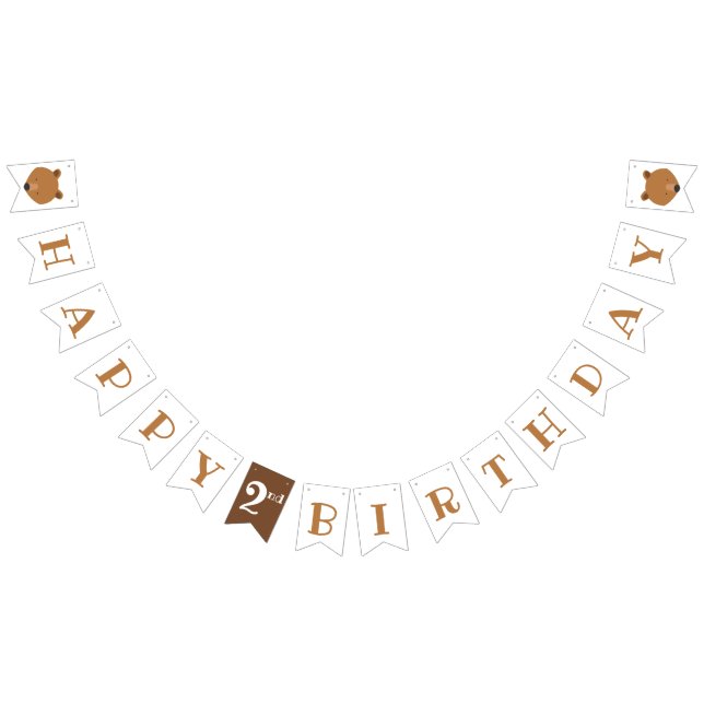 Bär 2. Geburtstag Wimpelkette (Alle)