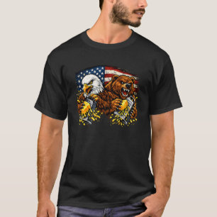 Bär Adler Käsereibe USA-Flagge Grizzly Lustig 4t T-Shirt
