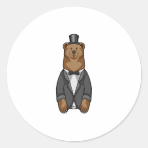 Bär als Bär mit Jacket Runder Aufkleber