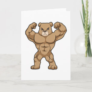 Bär als Bodybuilder mit großen Muskeln Karte