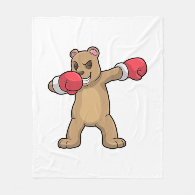 Bär als Boxer beim Boxing & Hip Hop Dance Dab Fleecedecke (Vorderseite)