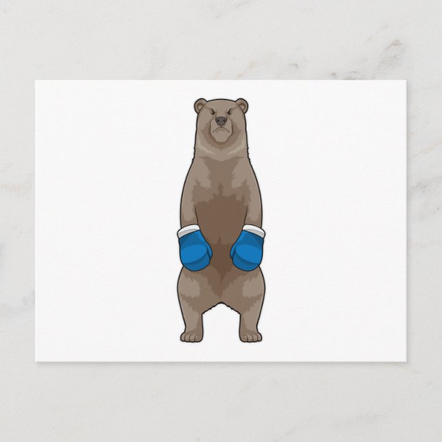 Bär als Boxer mit Boxhandschuhen Postkarte (Vorderseite)