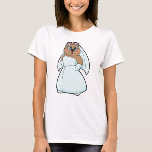 Bär als Braut mit Blumenkranz T-Shirt