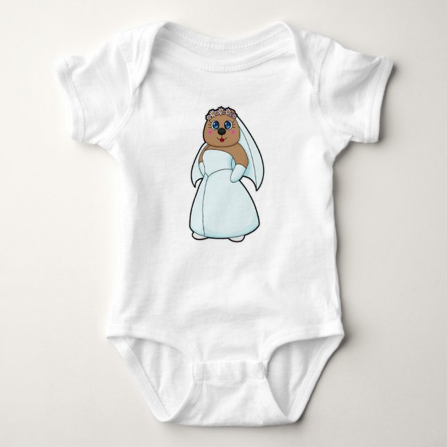 Bär als Braut mit dem Tod von Blume Baby Strampler (Vorderseite)