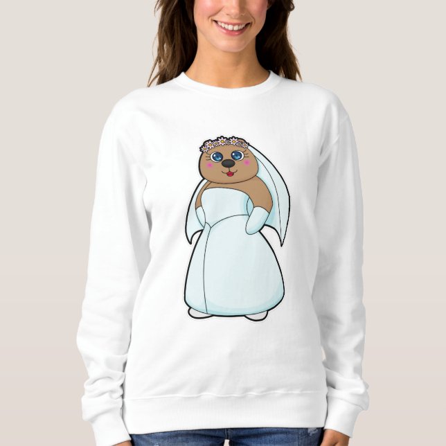 Bär als Braut mit dem Tod von Blume Sweatshirt (Vorderseite)