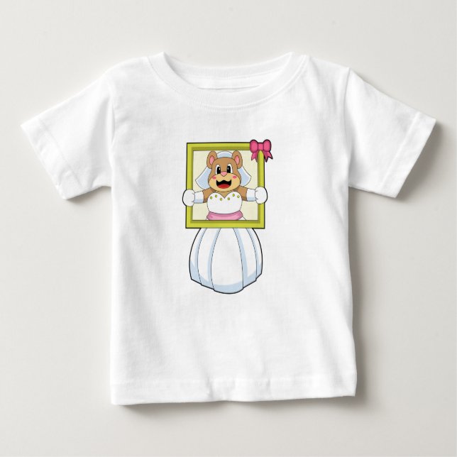 Bär als Braut mit Hochzeitskleid & Bilderrahmen.p Baby T-shirt (Vorderseite)