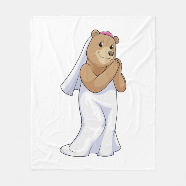 Bär als Braut mit Schleier Fleecedecke (Vorderseite)