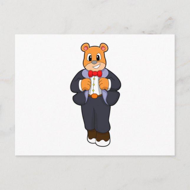 Bär als Bräutigam mit Anzug Postkarte (Vorderseite)