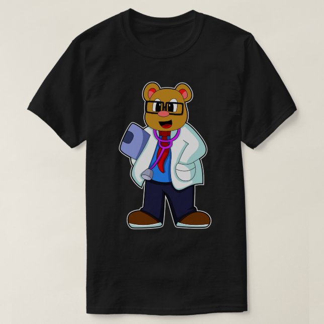 Bär als Doktor mit Stethoskop T-Shirt (Design vorne)