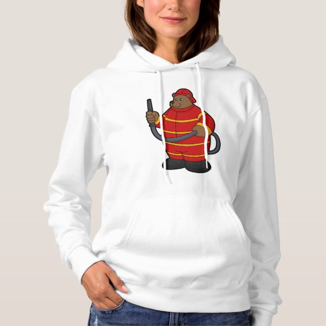 Bär als Feuerwehrmann mit Schlauch Hoodie (Vorderseite)