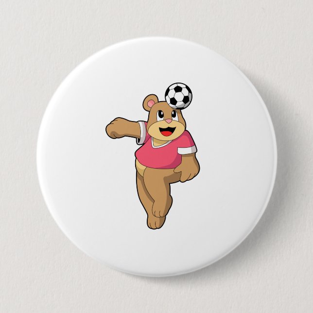 Bär als Fußballspieler mit Fußball.PNG Button (Vorderseite)